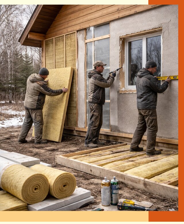 Утепление дачного дома в Рославле от 4881 руб/м2 — недорого | ТепломастерРлв