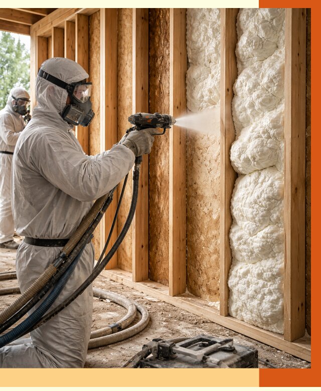 Утепление каркасного дома ППУ в Рославле от 2877 руб./м2 — работа под ключ | ТепломастерРлв