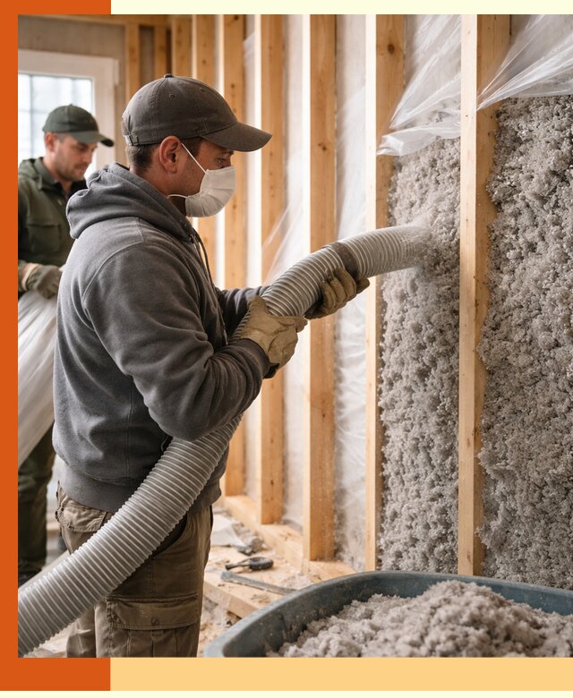 Утепление каркасного дома эковатой в Рославле — качественно и надолго