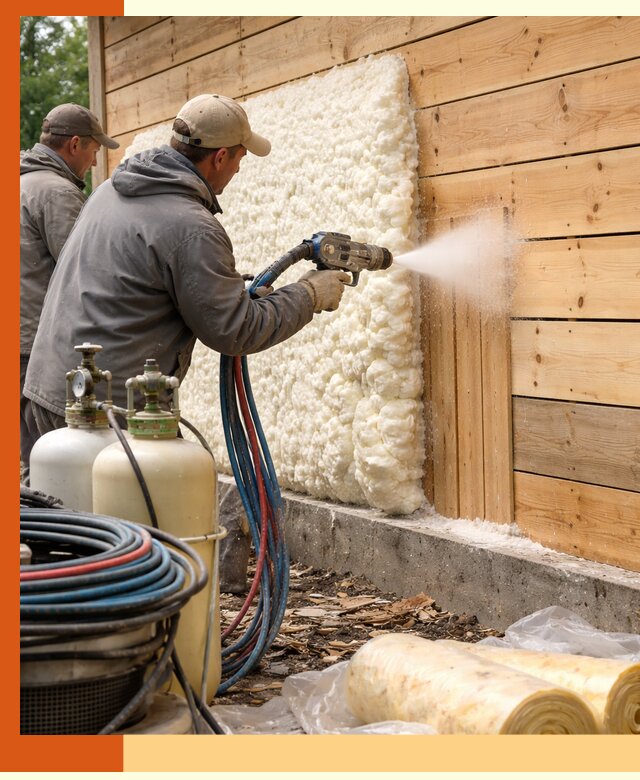 Утепление деревянного дома пенополиуретаном в Рославле