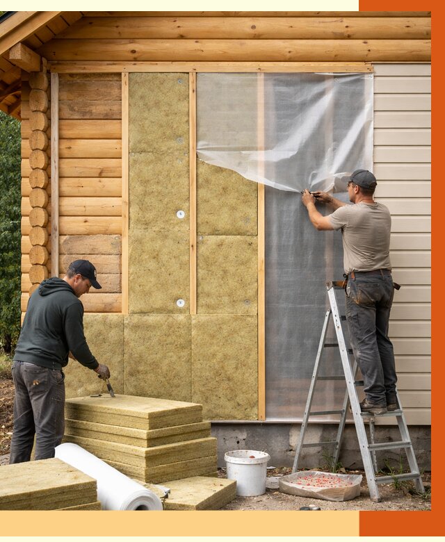 Утепление дома из бруса в Рославле от 3854 руб./м2 — работы под ключ | ТепломастерРлв