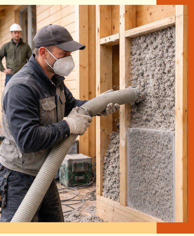 Утепление дома из бруса эковатой в Рославле от 1901 руб/м2 | ТепломастерРлв