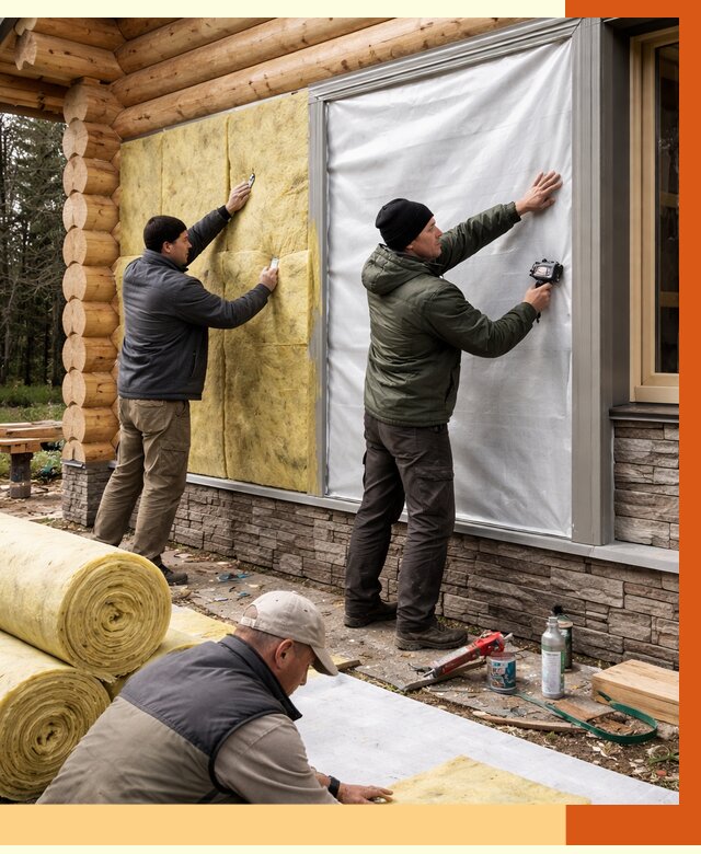 Утепление бревенчатого дома в Рославле от 7861 руб/м2 — заказать под ключ | ТепломастерРлв