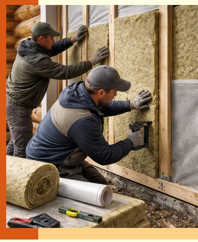 Утепление бревенчатого дома под ключ в Рославле