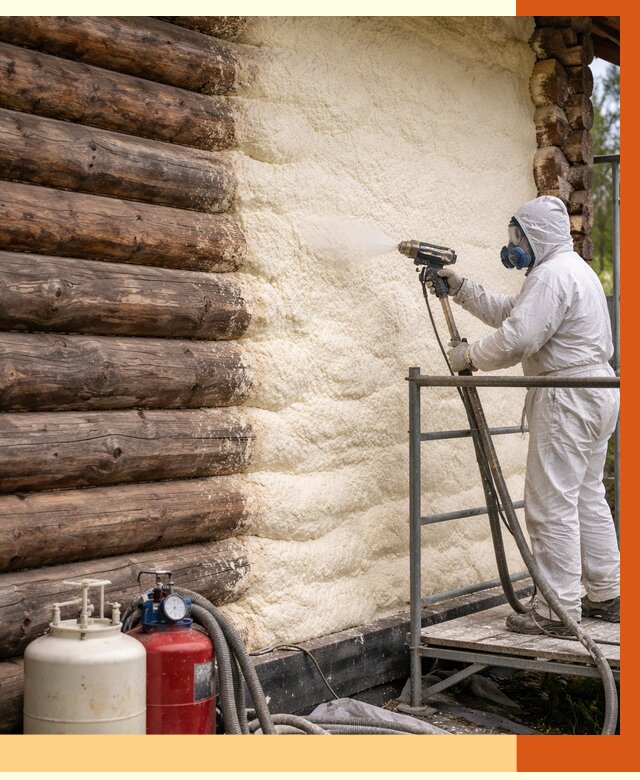 Утепление бревенчатого дома ППУ в Рославле под ключ от 6423 руб. | ТепломастерРлв