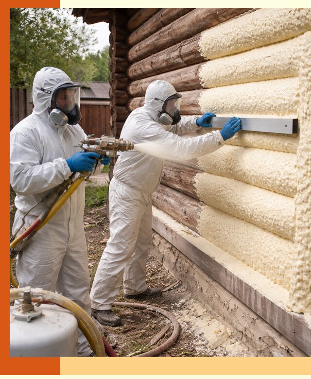 Утепление бревенчатого дома ППУ в Рославле эффективной изоляцией