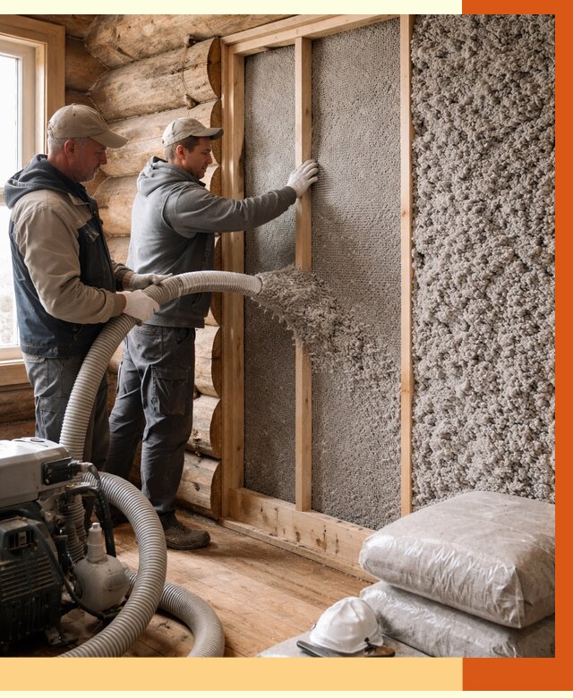 Утепление бревенчатого дома эковатой в Рославле от 2826 руб. | ТепломастерРлв