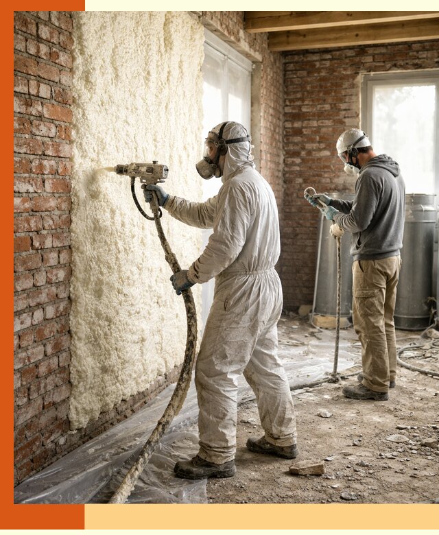 Утепление кирпичного дома пенополиуретаном в Рославле