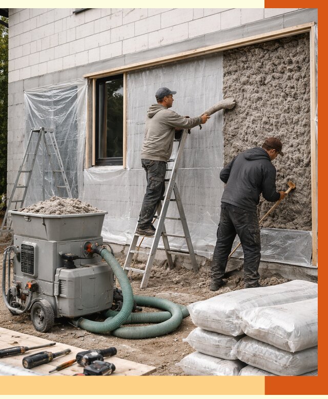 Утепление дома из газобетона эковатой в Рославле от 4624 руб./м2 | ТепломастерРлв