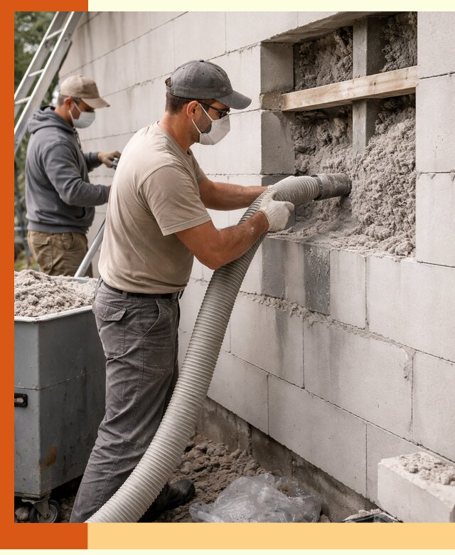 Утепление дома из газобетона эковатой в Рославле