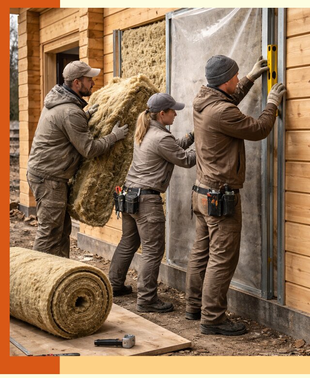 Утепление дома из двойного бруса в Рославле качественно и надёжно