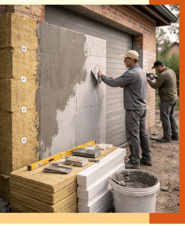 Утепление гаража снаружи в Рославле от 4316 руб. за м2 — наружное утепление под ключ | ТепломастерРлв