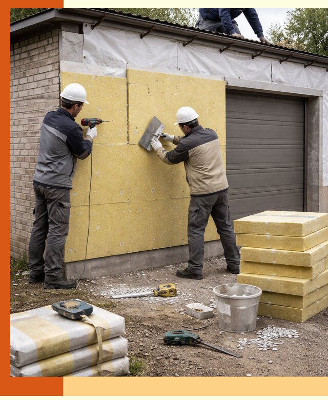 Утепление гаража снаружи в Рославле качественно и надёжно