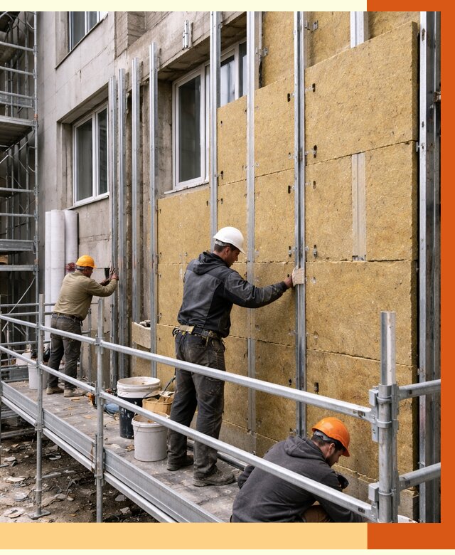 Утепление вентилируемого фасада в Рославле от 5755 руб/м2 — монтаж и утепление вентфасад | ТепломастерРлв