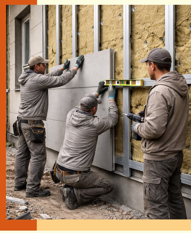 Утепление вентилируемого фасада под ключ в Рославле