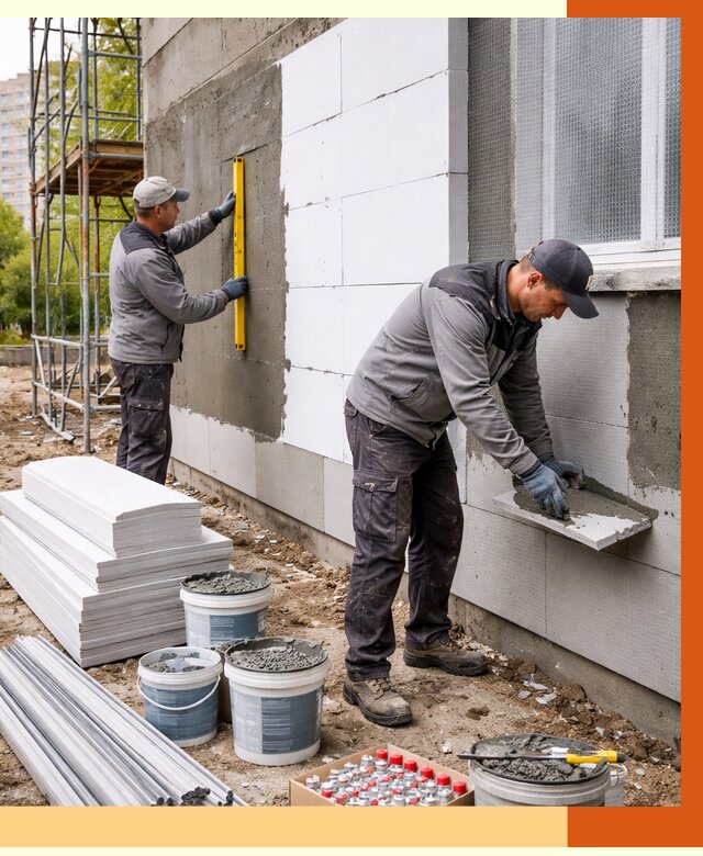 Утепление фасада и стен снаружи в Рославле от 4316 руб. | ТепломастерРлв