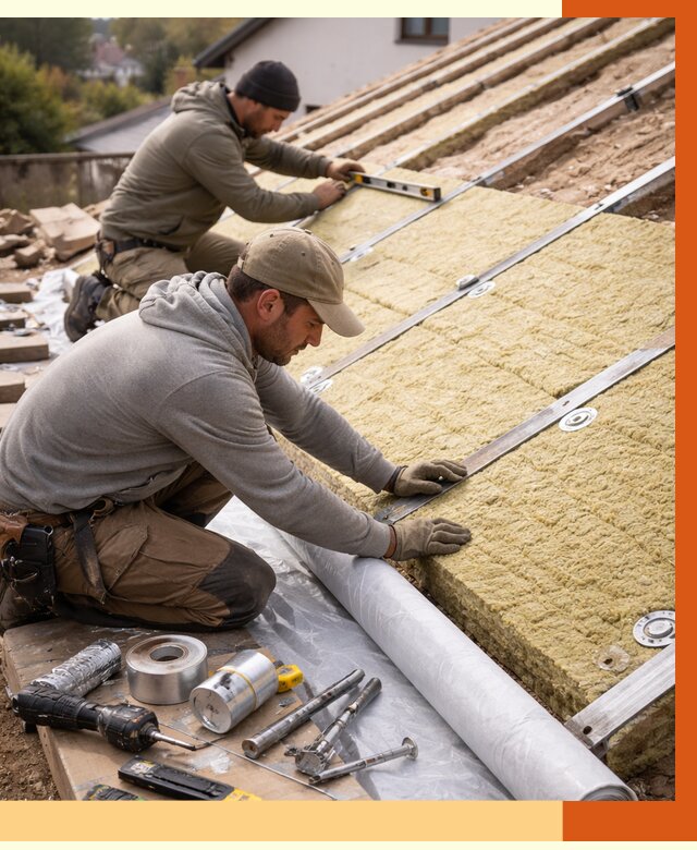 Утепление крыши снаружи в Рославле под ключ от 1233 руб./м2 | ТепломастерРлв