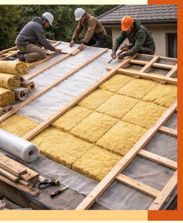 Утепление скатной крыши в Рославле от 1285 руб./м2 под ключ | ТепломастерРлв