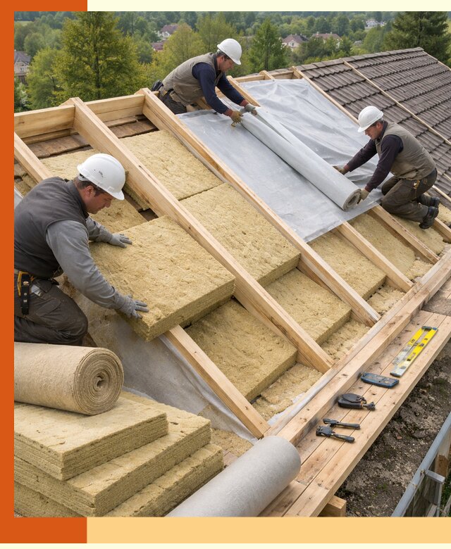 Утепление скатной крыши в Рославле качественно и надёжно