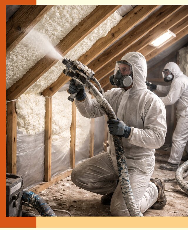 Утепление чердака пенополиуретаном (ППУ) в Рославле