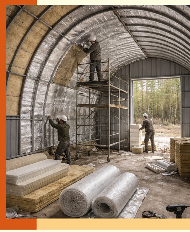 Утепление арочного ангара под ключ в Рославле