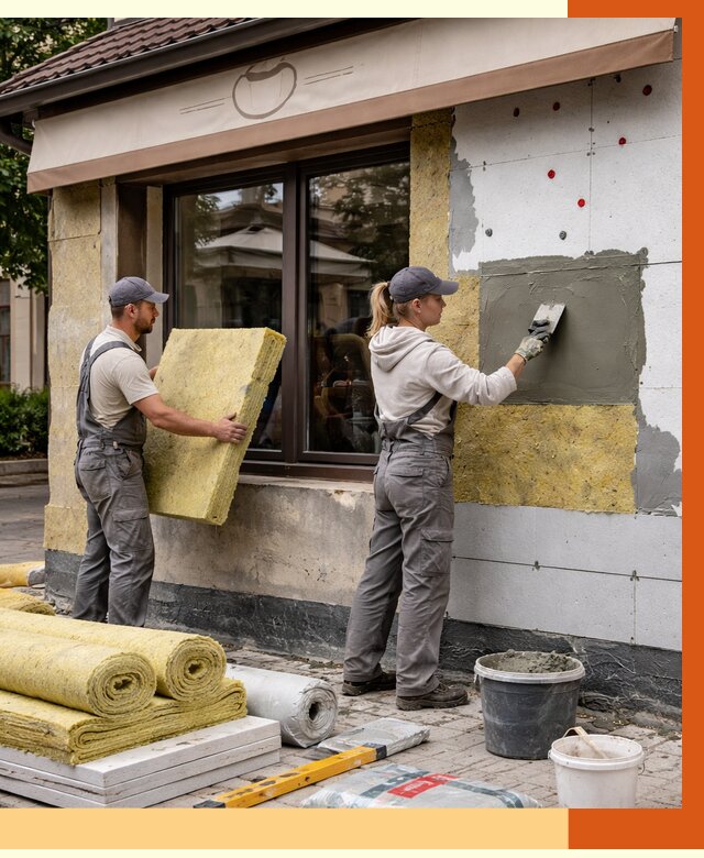 Утепление кафе в Рославле от 4316 руб/м2 — комплексно под ключ | ТепломастерРлв