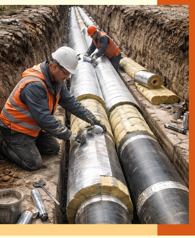 Утепление теплотрассы в Рославле от 4624 руб./м2 — ппу и комплексная изоляция | ТепломастерРлв