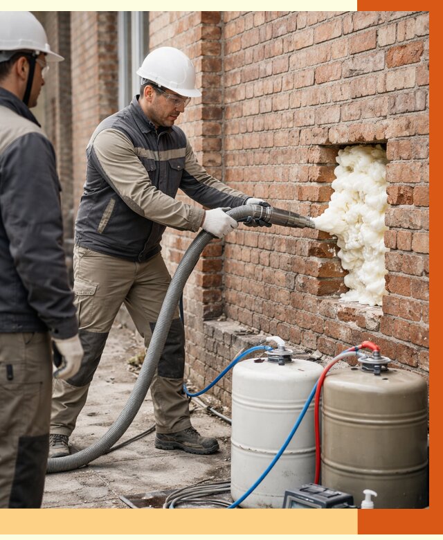 Заливка ППУ в пустоты кирпичной стены в Рославле от 2826 руб. | ТепломастерРлв