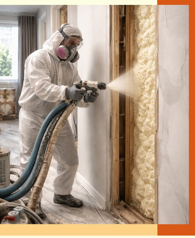 Межстеновое утепление ППУ в Рославле от 2826 руб/м2 — межстенное утепление под ключ | ТепломастерРлв