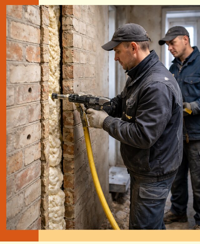 Межстеновое утепление пенополиуретаном в Рославле