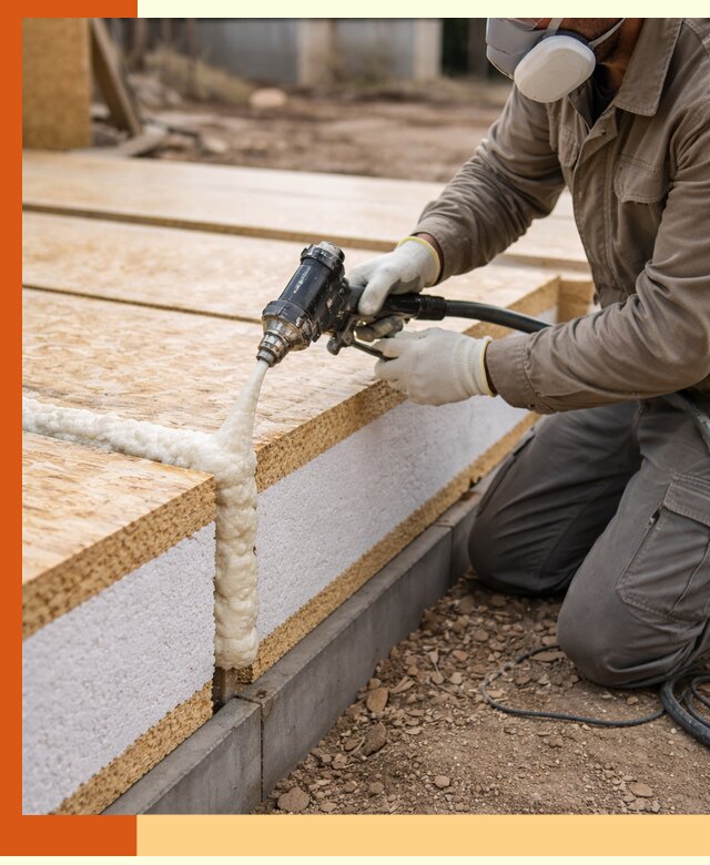 Утепление СИП-панелей пенополиуретаном (ППУ) в Рославле