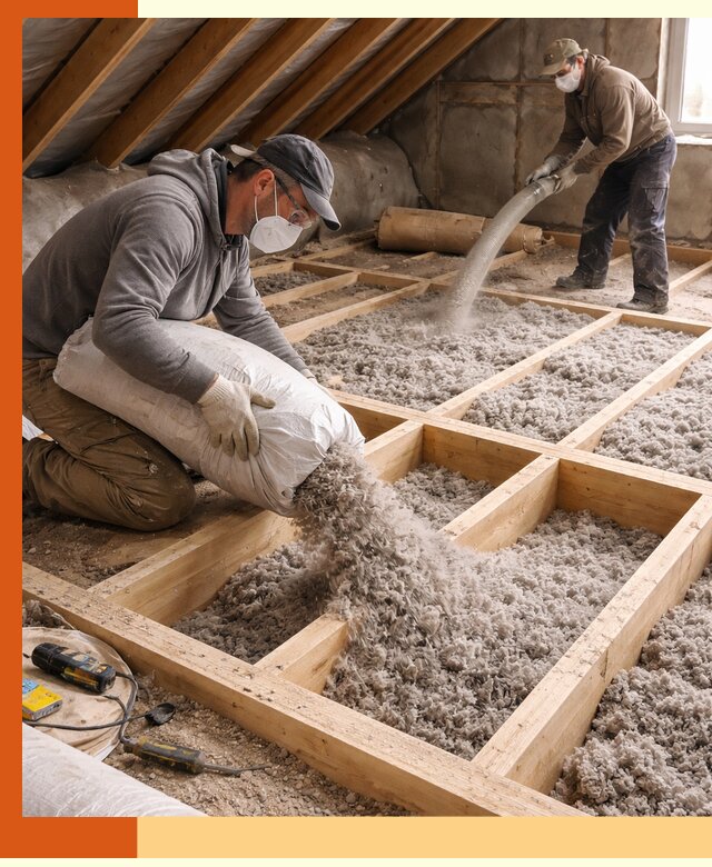 Заполнение полостей чердачного перекрытия в Рославле качественно и надёжно