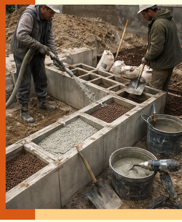 Заполнение полостей фундамента в Рославле герметичным утеплением и повышением прочности