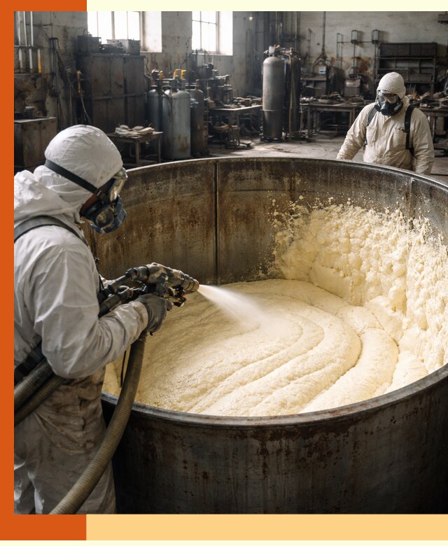 Заливка ппу в емкости с полной изоляцией и герметизацией в Рославле