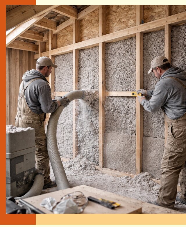 Утепление эковатой стен, потолков и перекрытий в Рославле