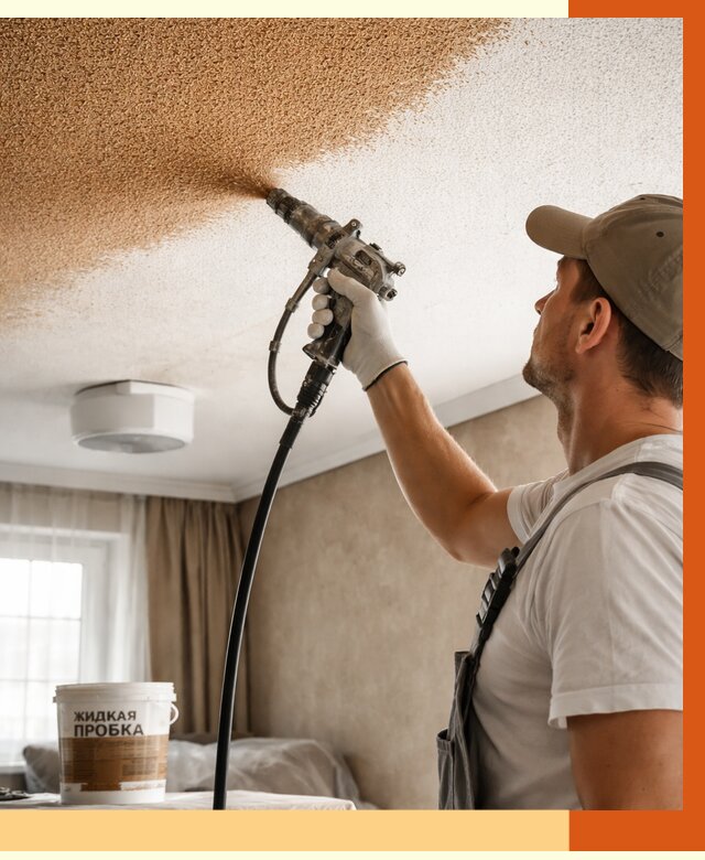 Утепление потолка жидкой пробкой в Рославле от 3597 руб. | ТепломастерРлв