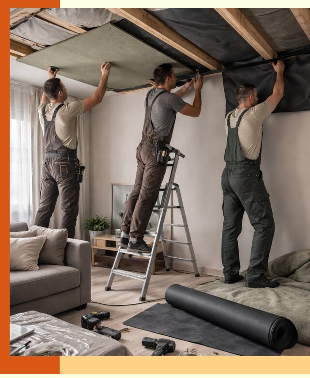 Шумоизоляция потолка в Рославле — профессиональное устранение шумов