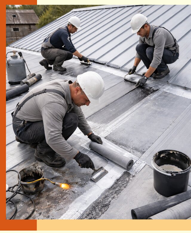 Гидроизоляция металлической кровли с гарантией в Рославле