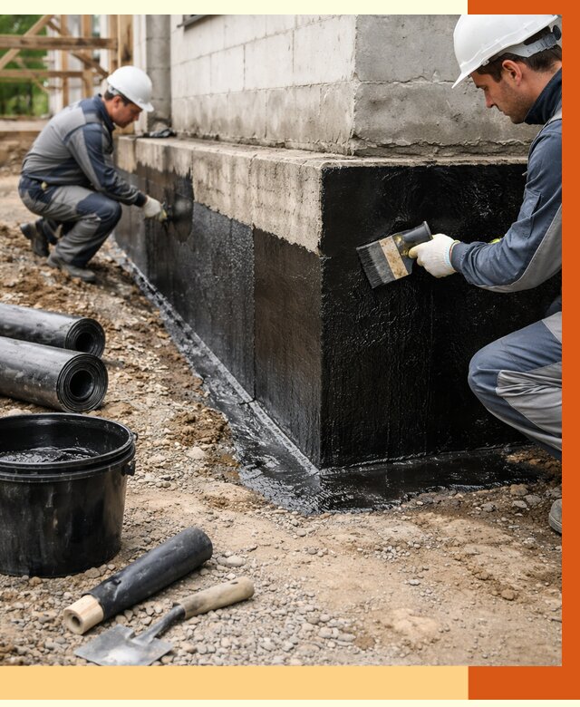 Гидроизоляция фундамента в Рославле от 1285 руб. — профессионально, под ключ | ТепломастерРлв