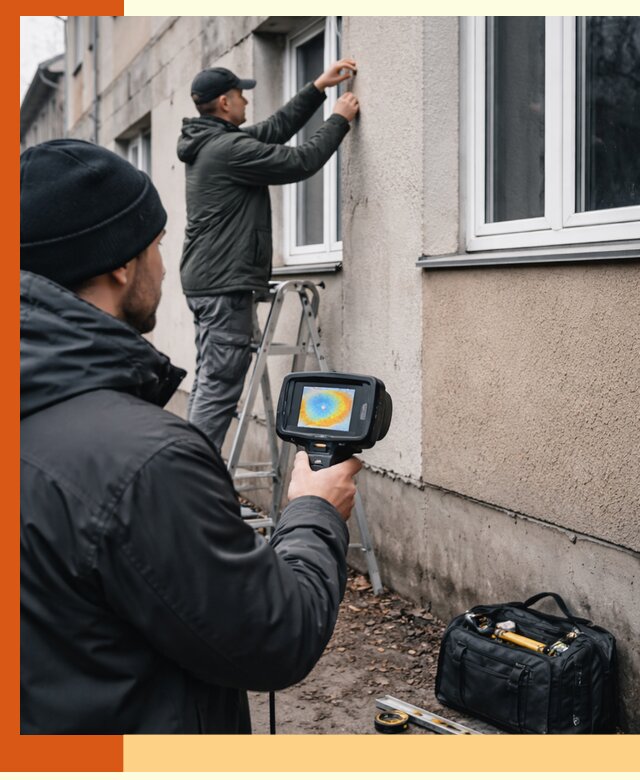 Тепловизионное обследование фасада в Рославле для выявления дефектов