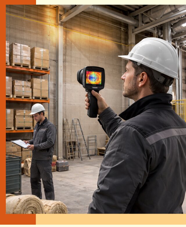 Тепловизионное обследование склада и выявление утечек в Рославле