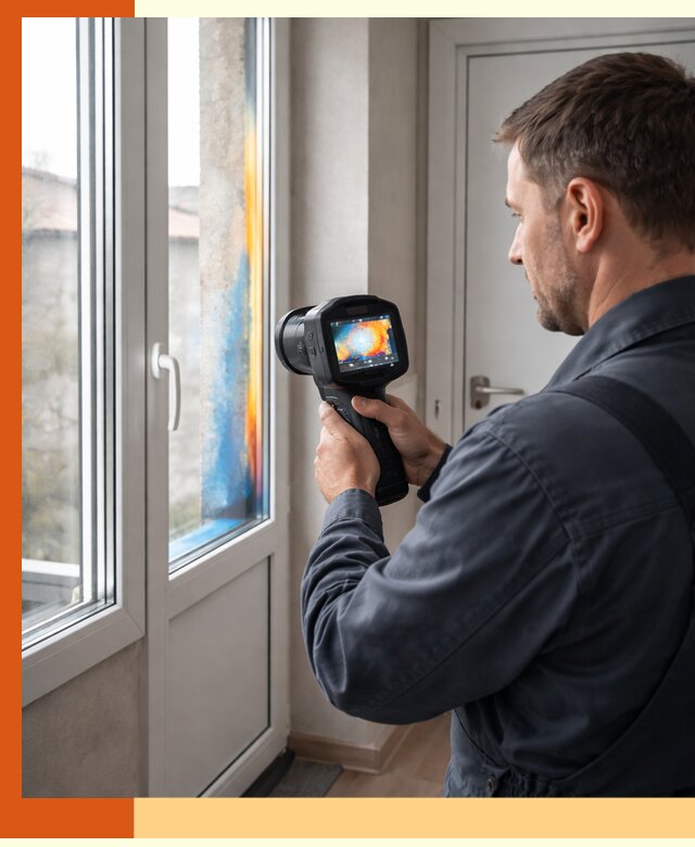 Тепловизионное обследование окон и дверей в Рославле