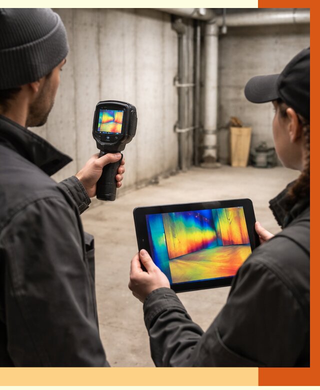 Тепловизионное обследование подвала в Рославле от 4624 руб. — проверка гидроизоляции | ТепломастерРлв