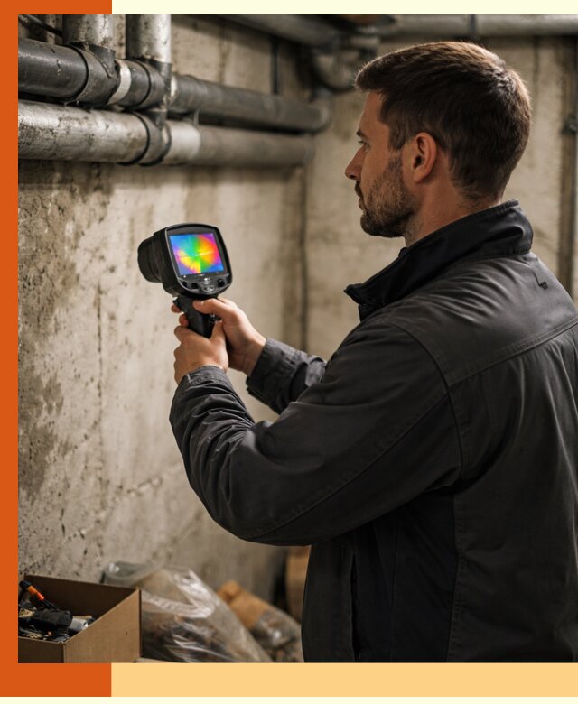 Тепловизионное обследование подвала в Рославле для поиска утечек тепла
