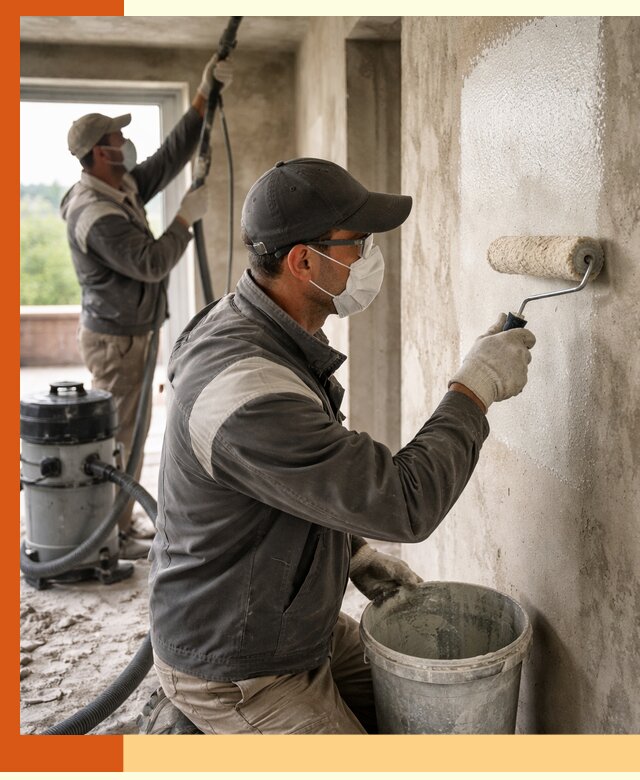 Подготовка поверхности под напыление утеплителя в Рославле