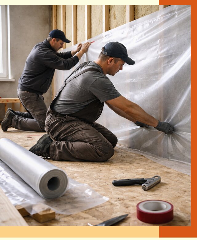 Монтаж пароизоляции в Рославле от 2569 руб. — установка и укладка под ключ | ТепломастерРлв