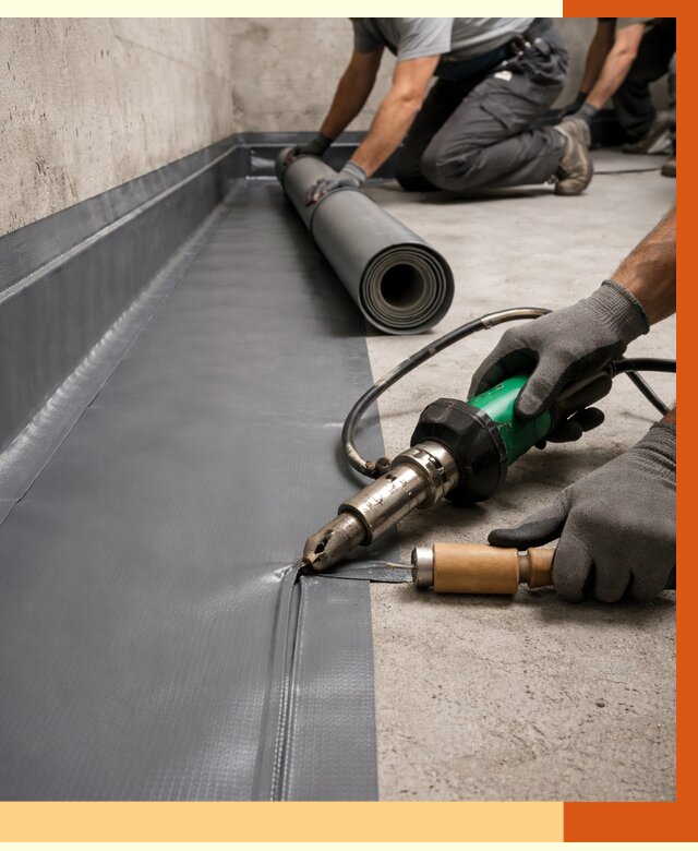 Монтаж гидроизоляционной мембраны в Рославле от 1022 руб/м2 | ТепломастерРлв