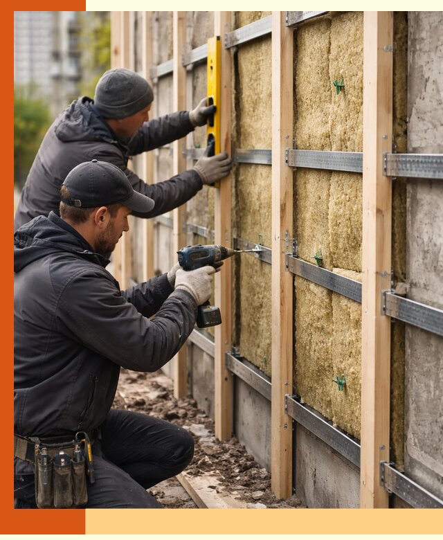 Монтаж обрешетки под утепление зданий и квартир в Рославле